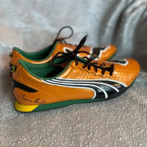 2010 PUMA Usain Bolt Orange, Yaams Running‎ Shoes Men's RARE US 10.5 - Picture 3 of 14